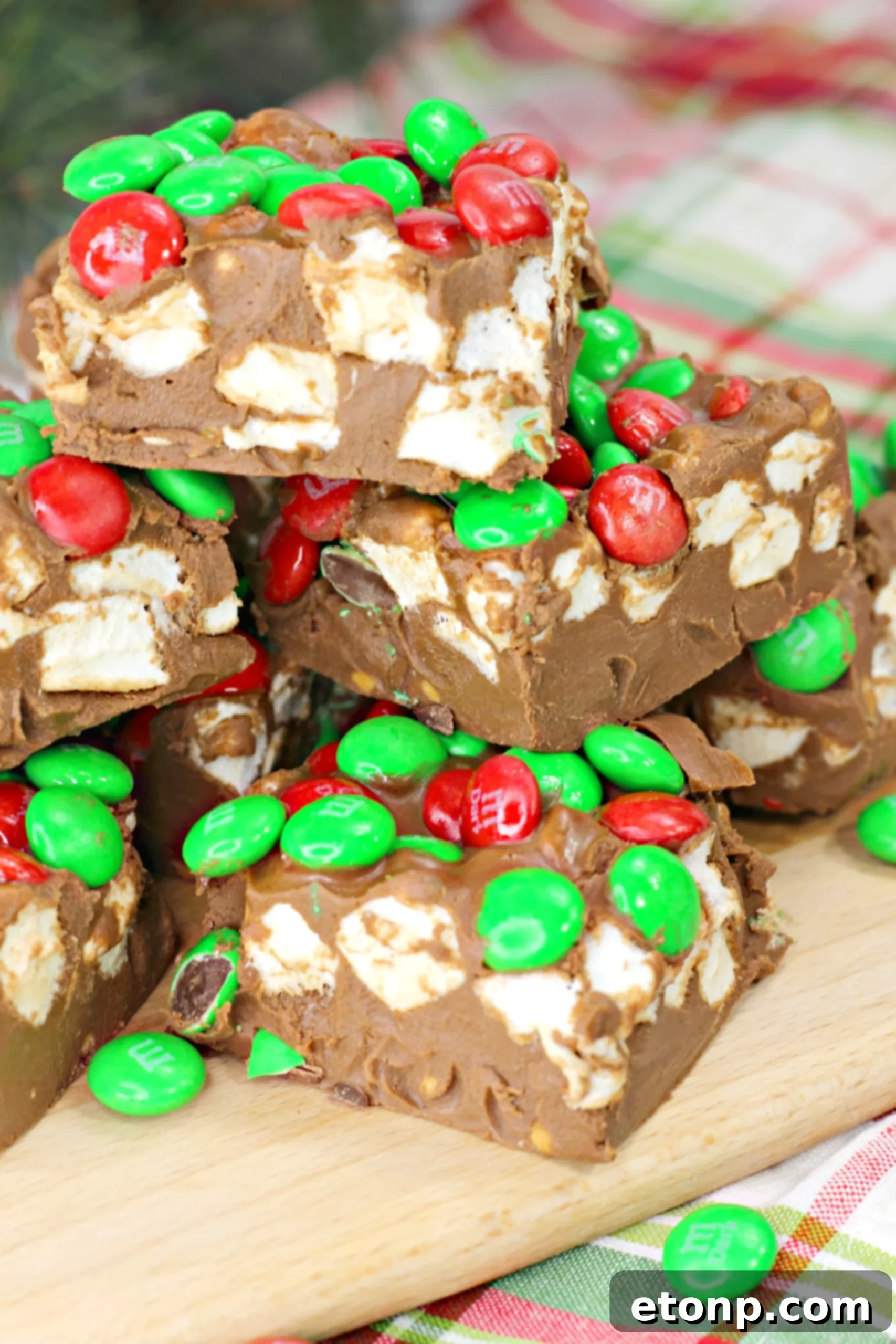 An inviting display of no-bake holiday marshmallow bars, showcasing their irresistible appeal.