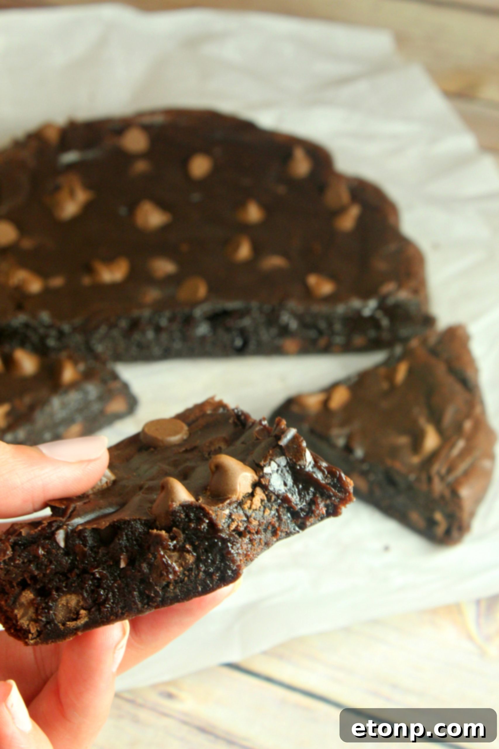 A close-up view revealing the rich, fudgy, and intensely chocolatey interior of the slow cooker brownies