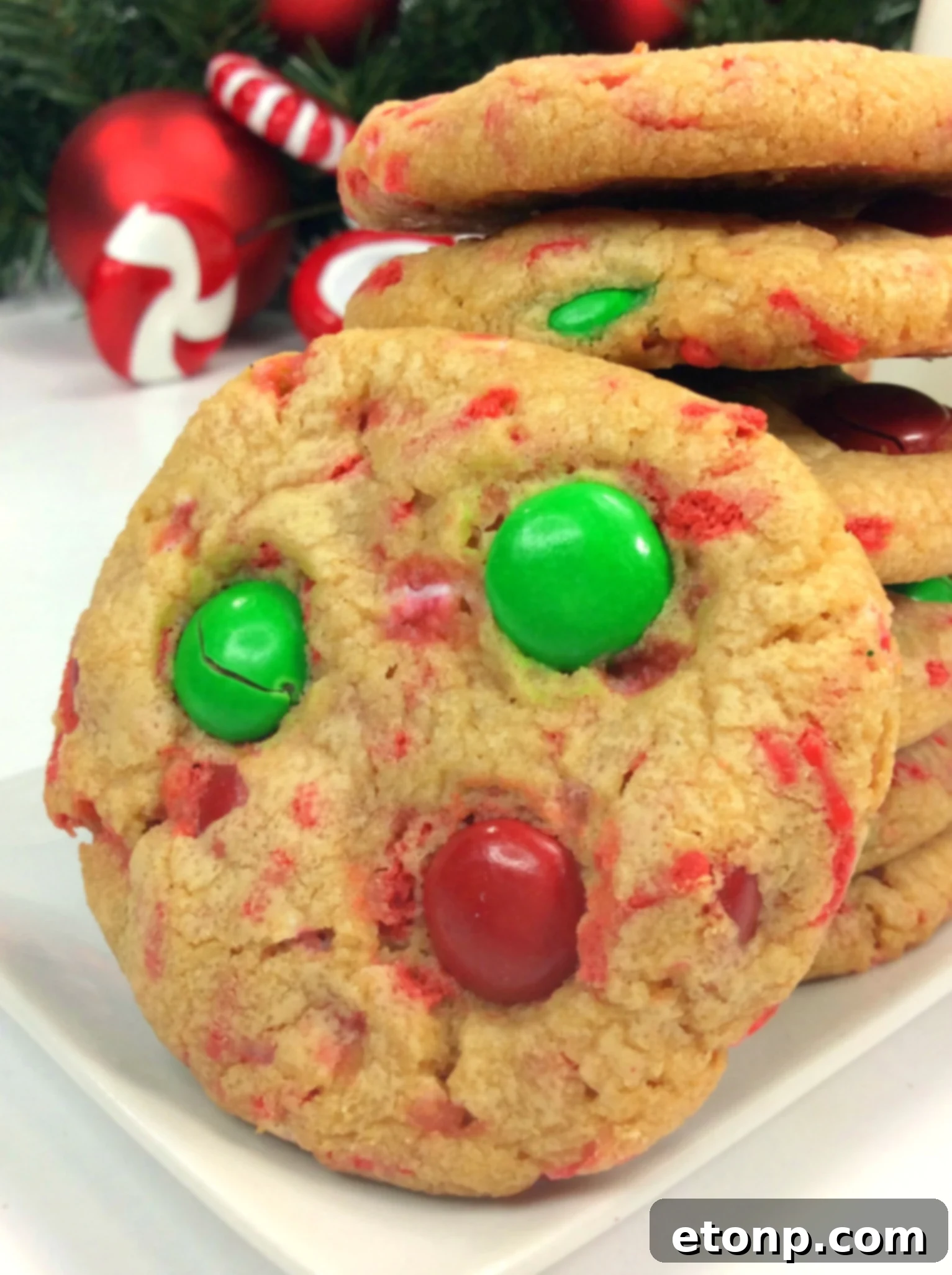 Festive Christmas Pudding Cookies 2 Super Soft Christmas Pudding Cookies with M&Ms and Sprinkles