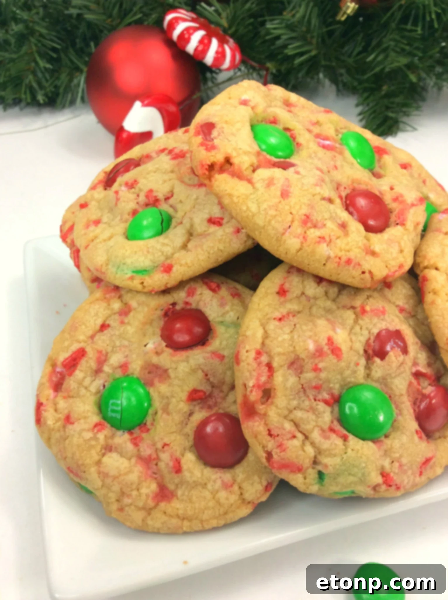 Festive Christmas Pudding Cookies 4 Dough with M&Ms and sprinkles ready for baking