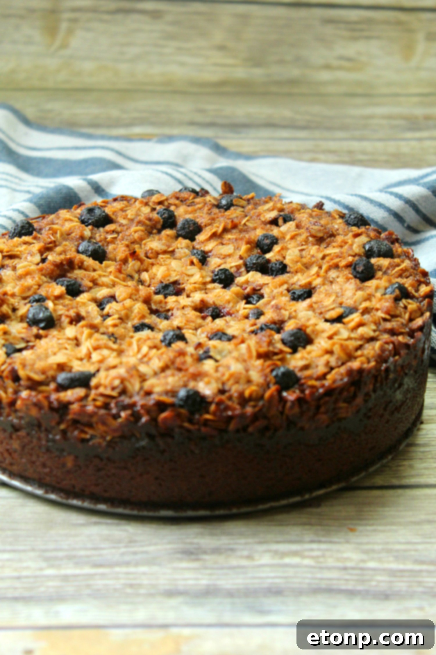 Another view of the coffeecake, highlighting its dense, satisfying texture and beautiful golden-brown crust.