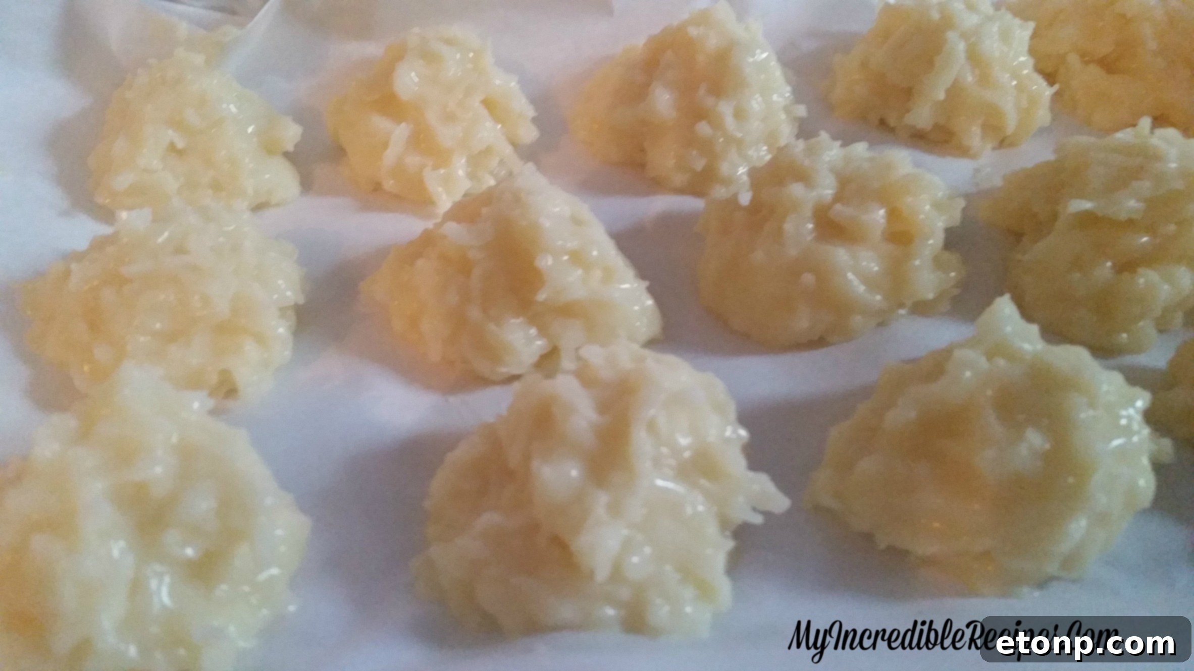 Close-up of freshly made coconut snowballs ready to be enjoyed