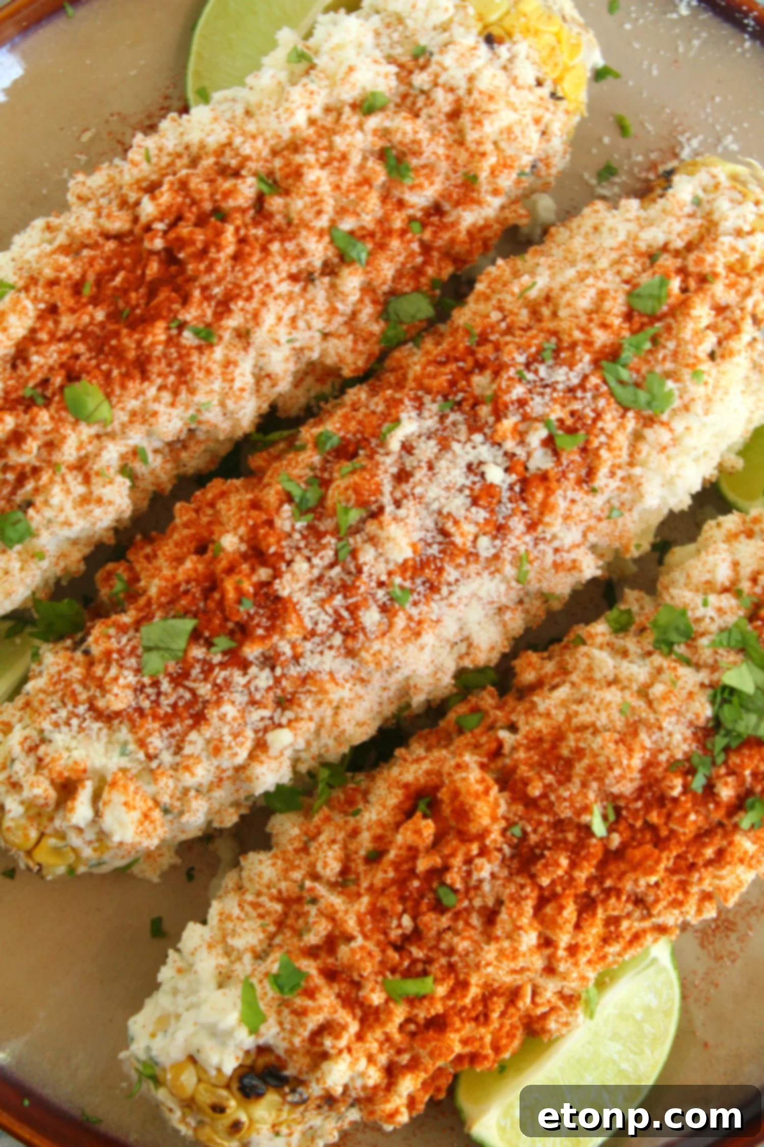 Mexican Street Corn on a white plate