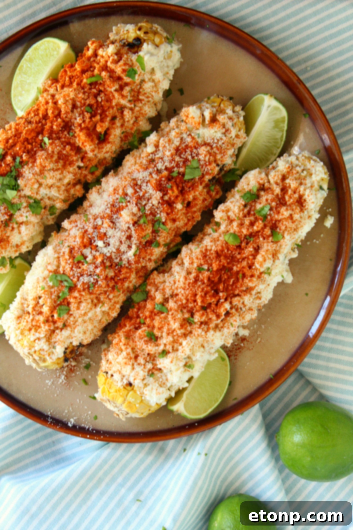 Close-up of Mexican Street Corn being prepared