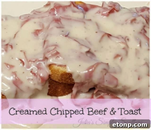 Classic Creamed Chipped Beef and Toast served on a plate