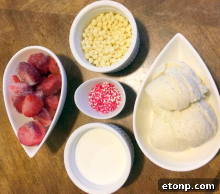 Strawberry White Chocolate Milkshake Ingredients