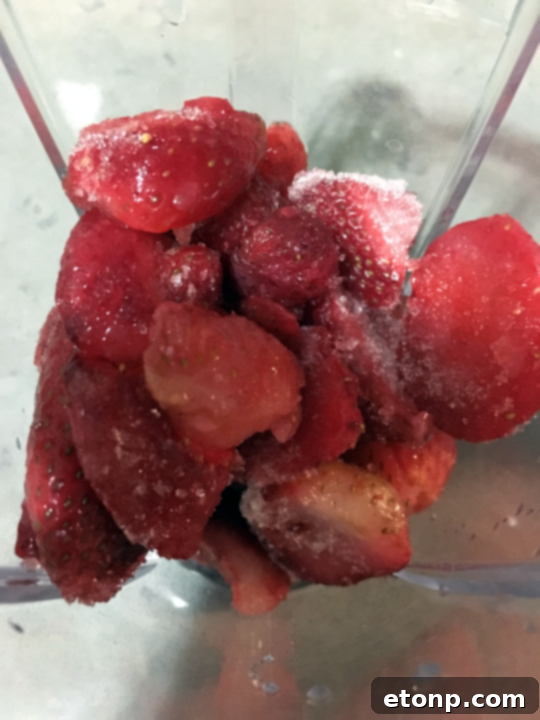 Strawberry White Chocolate Milkshake In-Process Step 1