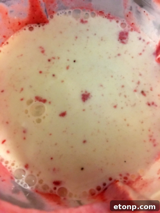Strawberry White Chocolate Milkshake In-Process Step 5