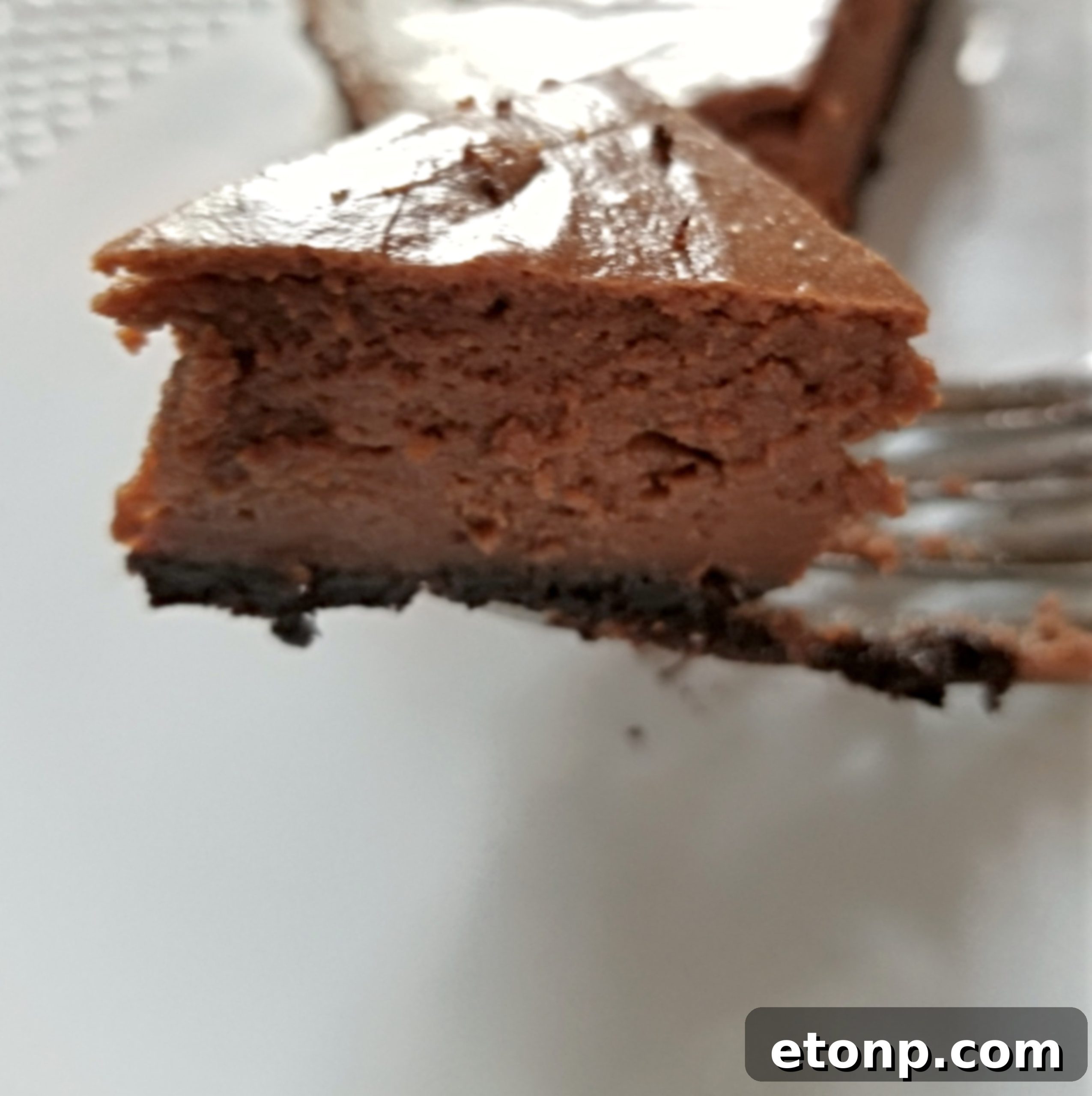 A full view of the baked cheesecake, still in its springform pan.