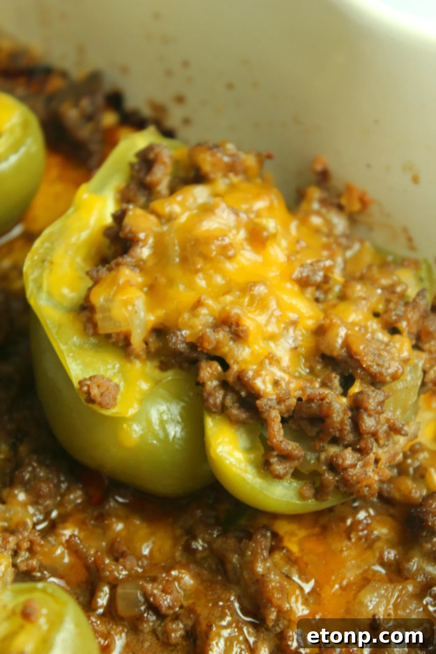 Philly Cheesesteak Pepper Boats 2 Philly Cheesesteak Stuffed Peppers plated beautifully