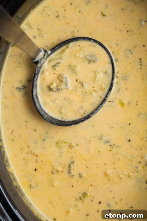 Slow Cooker Broccoli Cheese Soup - rich, creamy, comforting