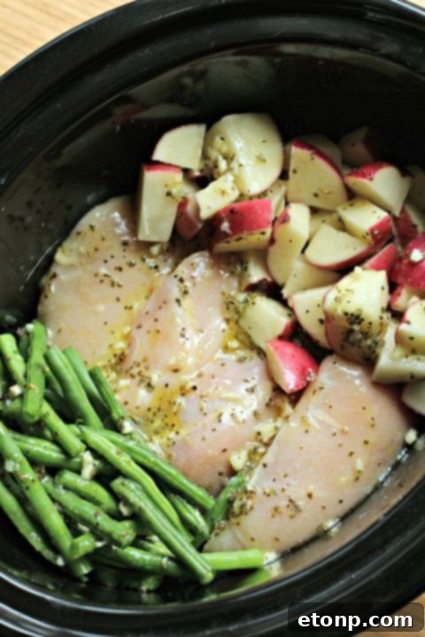 Seasoned Chicken, Potatoes and Green Beans - complete one-pot meal