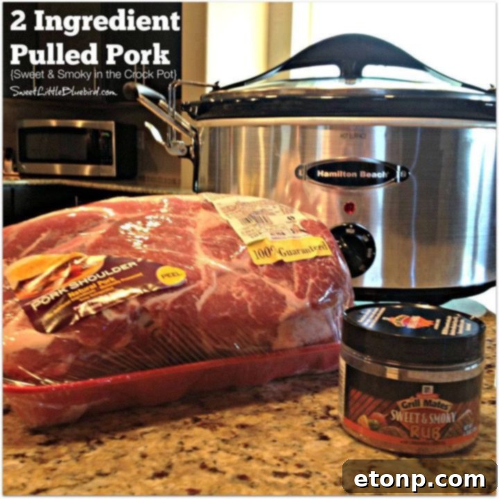 2-Ingredient Pulled Pork Sweet and Smoky - easy shredded pork