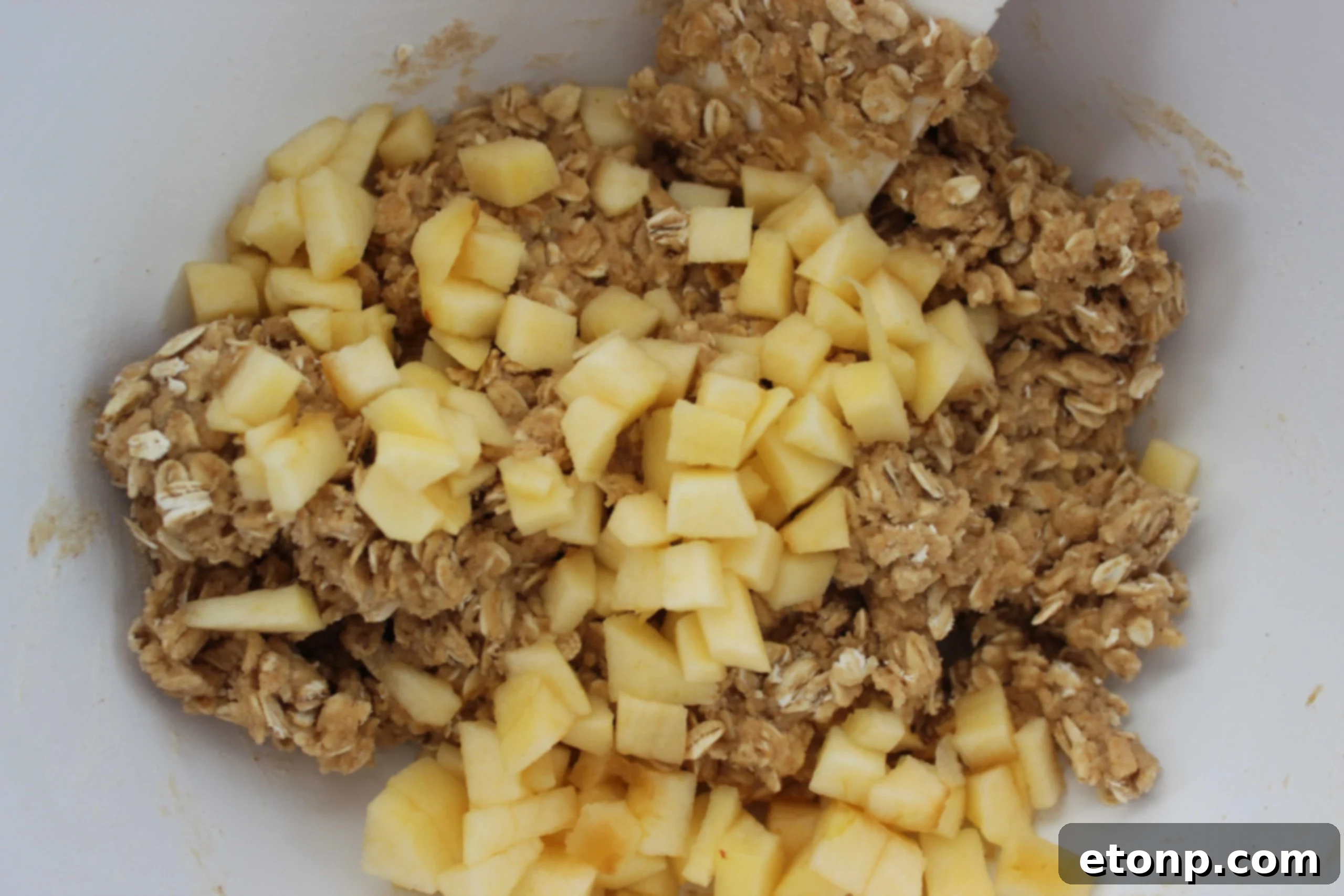 Close-up of a stack of homemade apple cinnamon oatmeal cookies