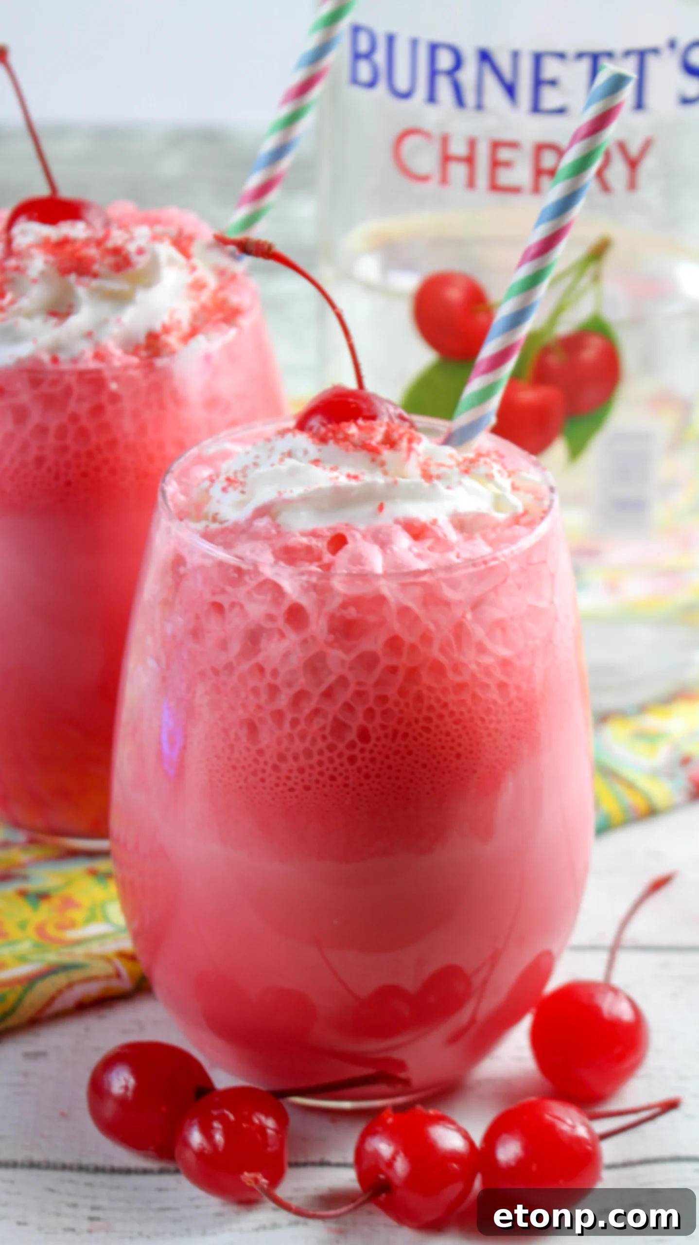 Collection of Boozy Italian Cherry Ice Cream Sodas ready to be served