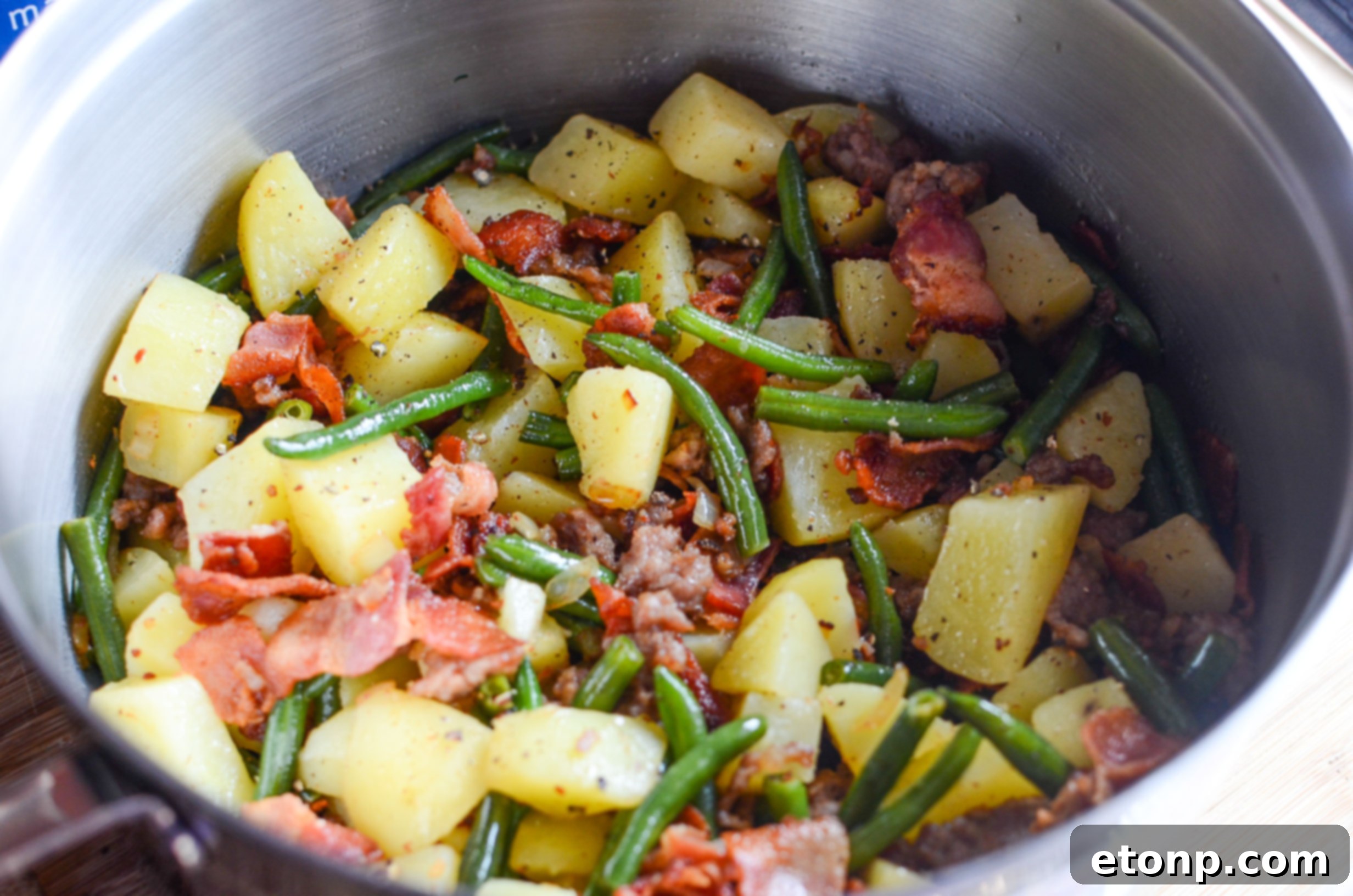 Simple pantry ingredients for Southern Sausage, Potatoes, and Green Beans