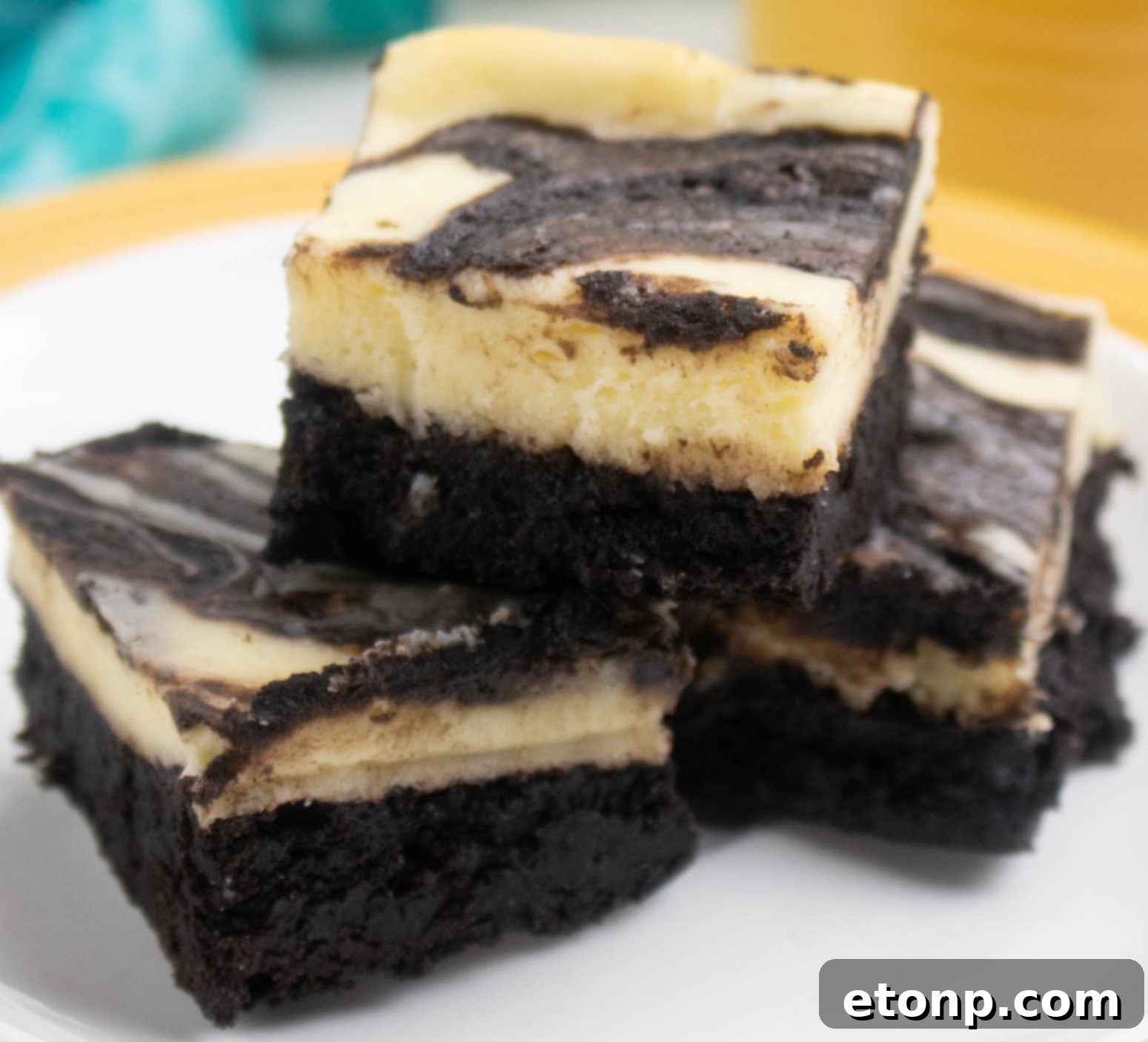 Homemade Cheesecake Swirl Brownies 6 Another appealing image of cheesecake swirl brownies, emphasizing their homemade quality and tempting appearance.