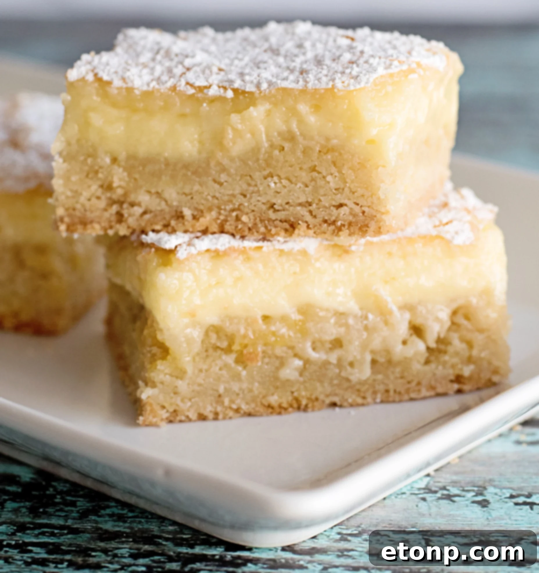 Finished Paula Deen Ooey Gooey Butter Bars, perfectly golden and ready to be served.