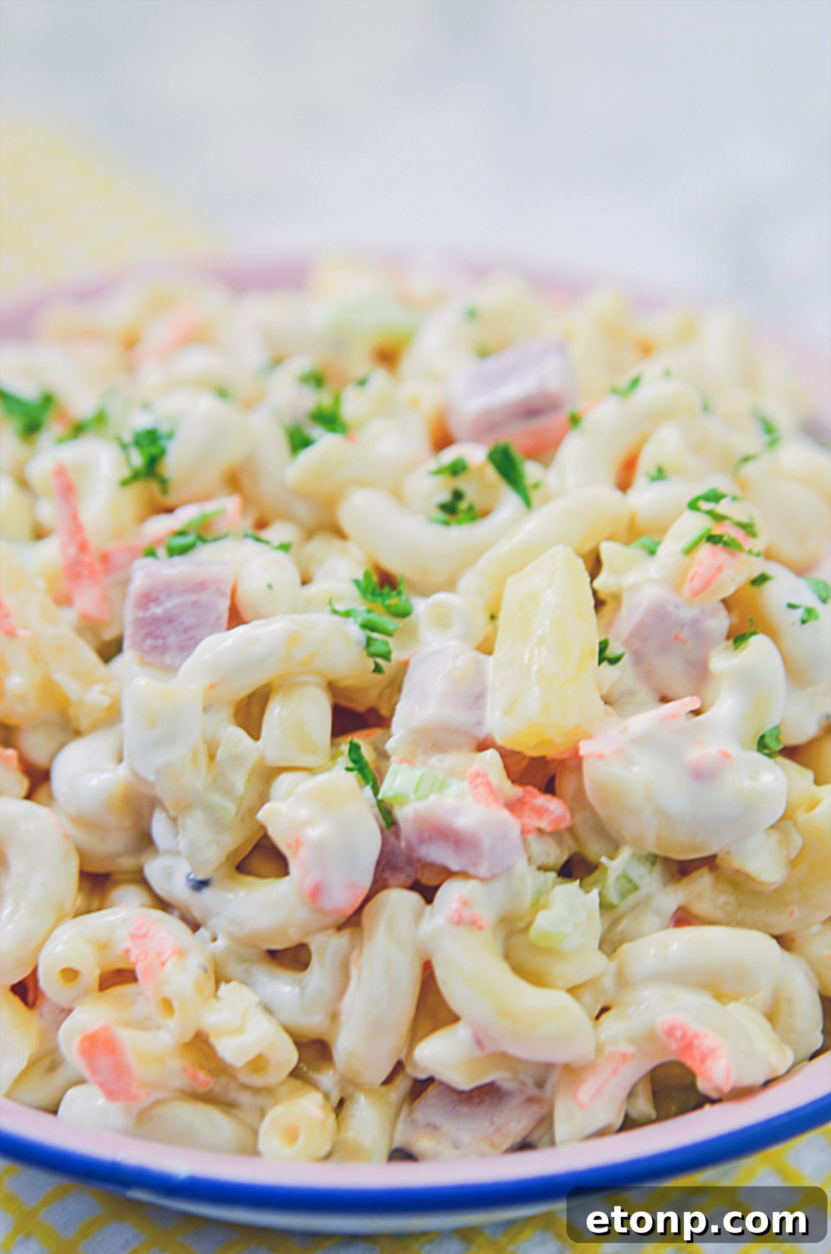 Island Macaroni Bliss 6 Another view of the Hawaiian Macaroni Salad, emphasizing its appealing appearance.