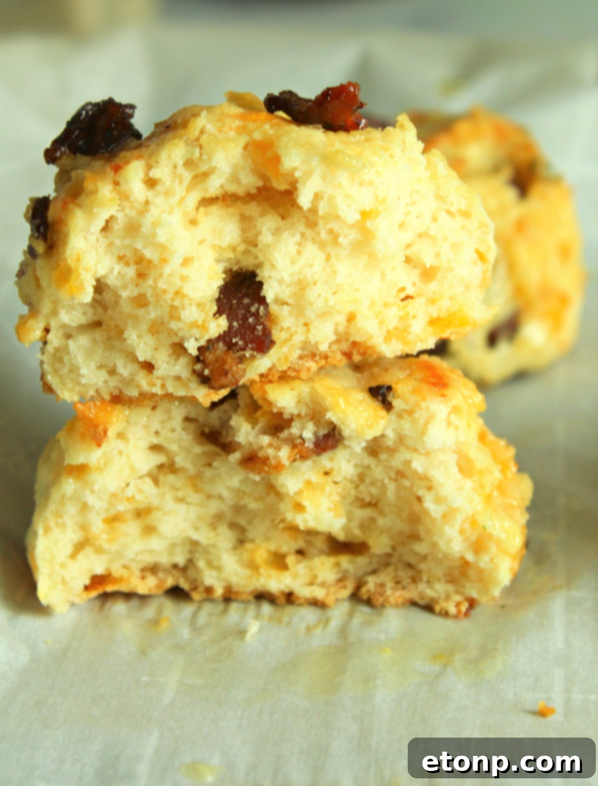 Delicious Cheesy Bacon Garlic Biscuits fresh from the oven, showcasing their golden-brown crust and melted cheese.