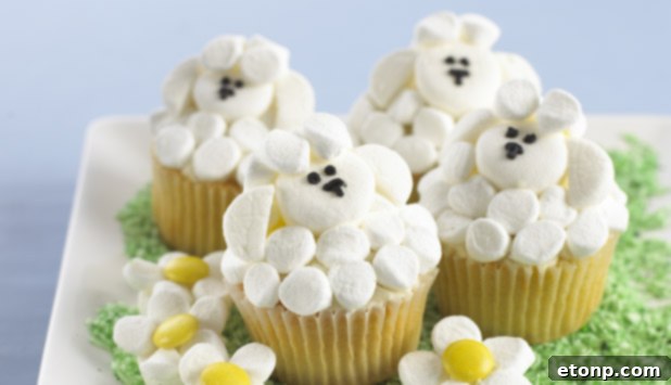 Creative Easter Basket Cupcakes filled with candy eggs and edible grass