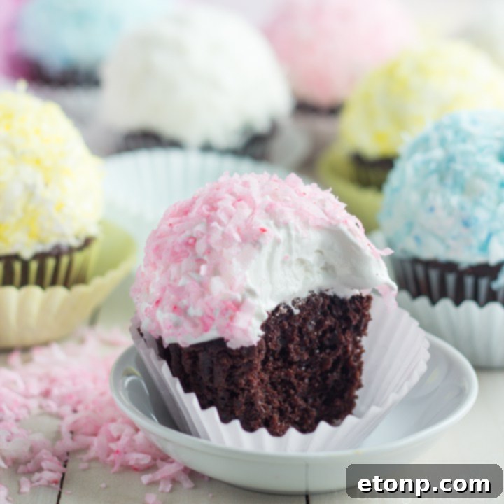 Fluffy Marshmallow Sheep Cupcakes with white marshmallow wool