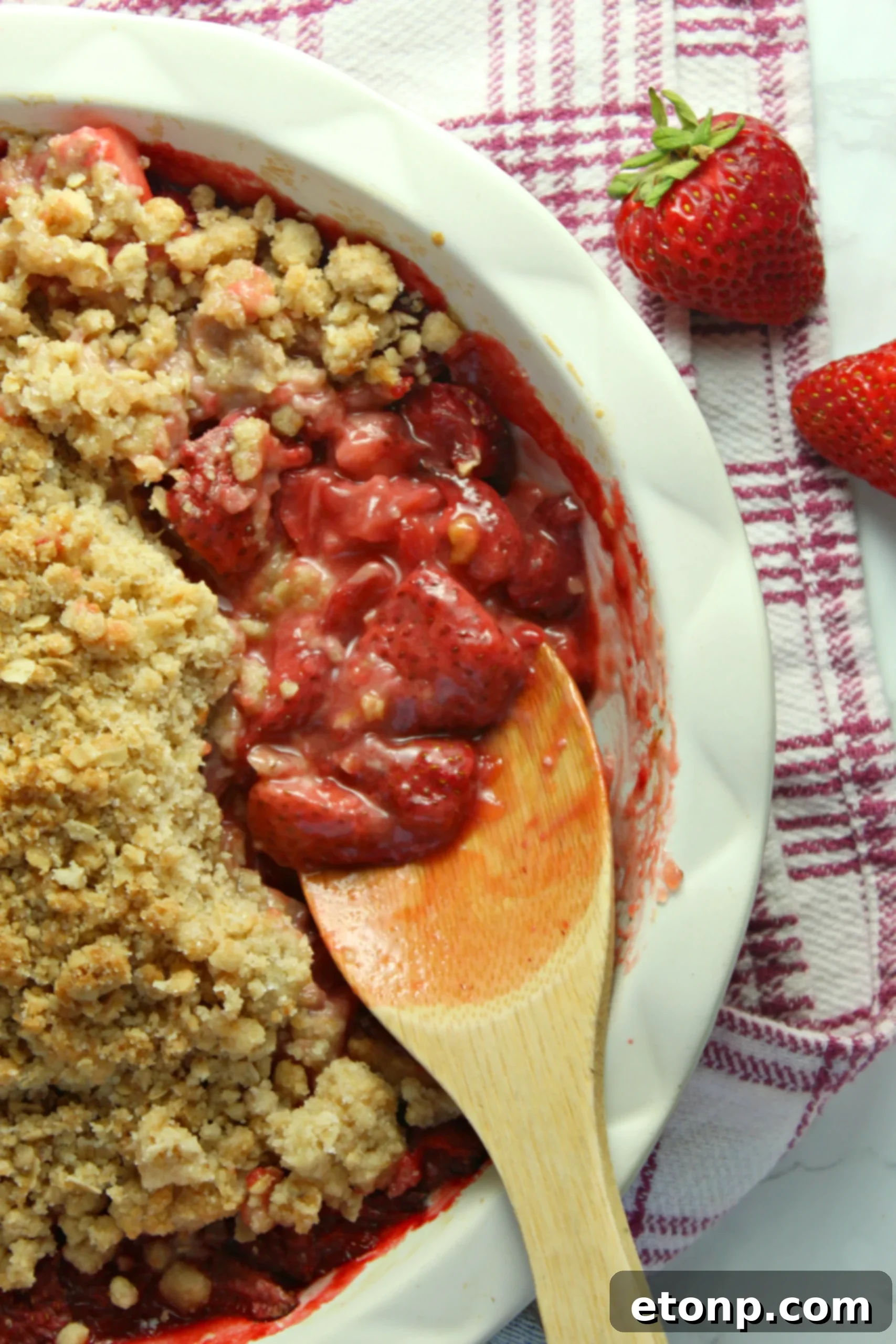 Fresh Strawberry Crisp cooling on a wire rack
