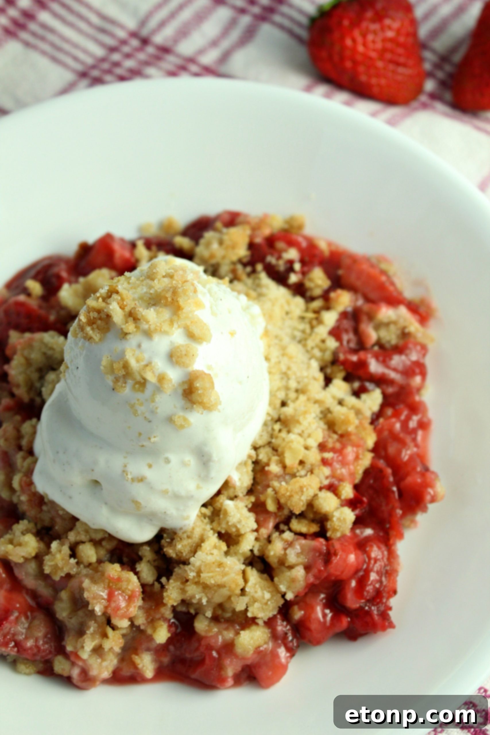 Fresh strawberries prepared for crisp