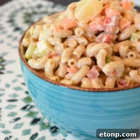 Paradise Macaroni Medley 7 Tropical Macaroni Salad ready to be served