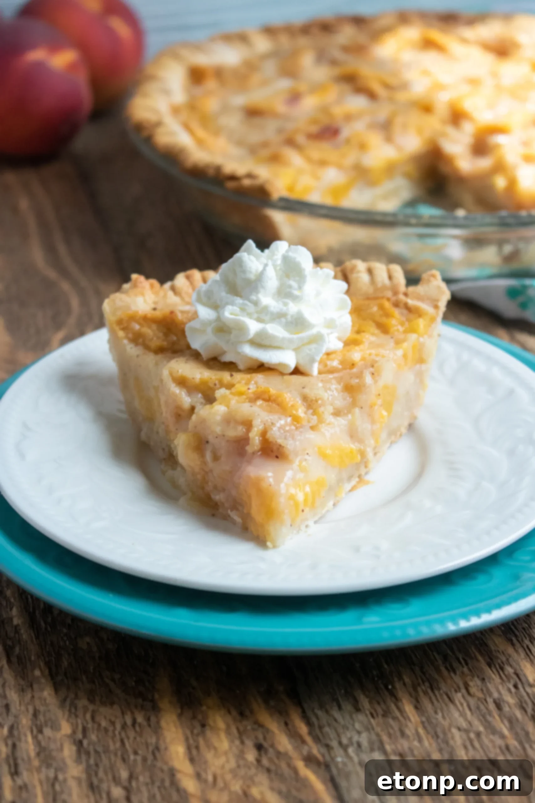 Delicious Southern Peach Pie, golden brown crust with juicy peach filling
