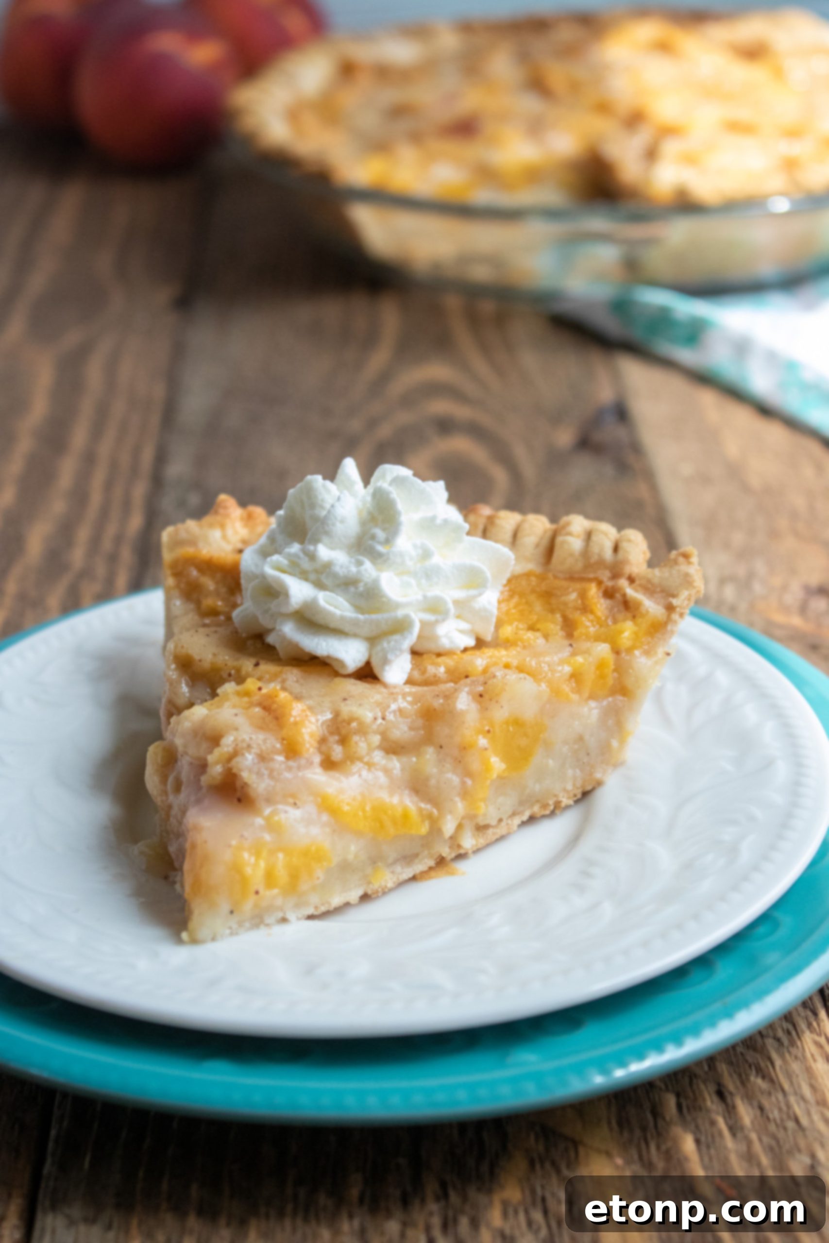 Another view of the Southern Peach Pie, highlighting its texture