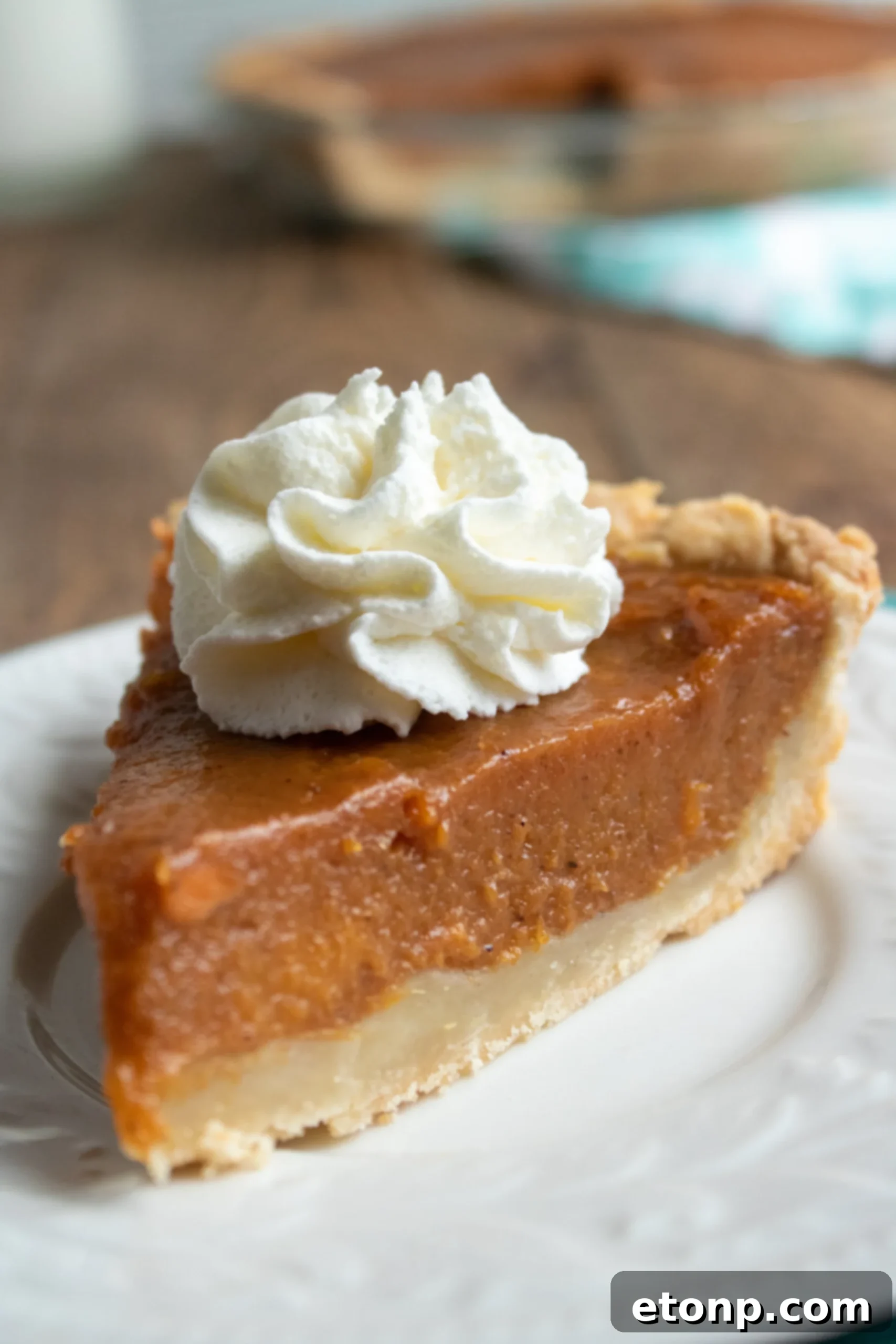 A beautifully baked sweet potato pie, golden brown with a perfect crust, ready to be sliced and served.