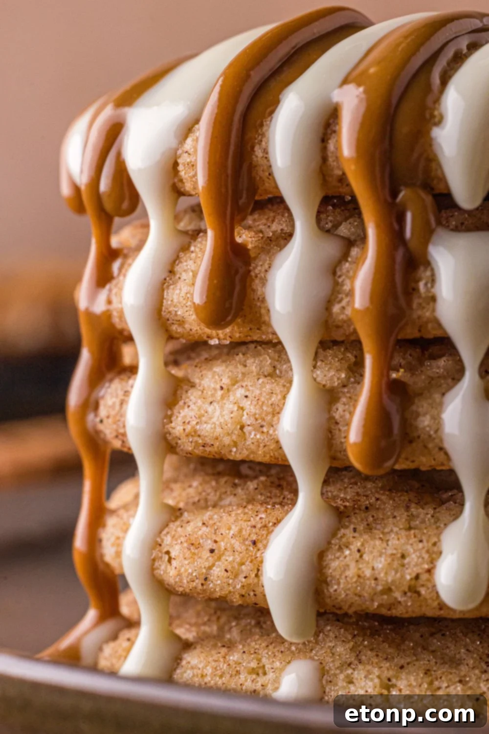 Biscoff Bliss: Soft-Baked Cinnamon Butter Cookies 25 Stack of Biscoff Snickerdoodle Cookies with white chocolate and cookie butter
