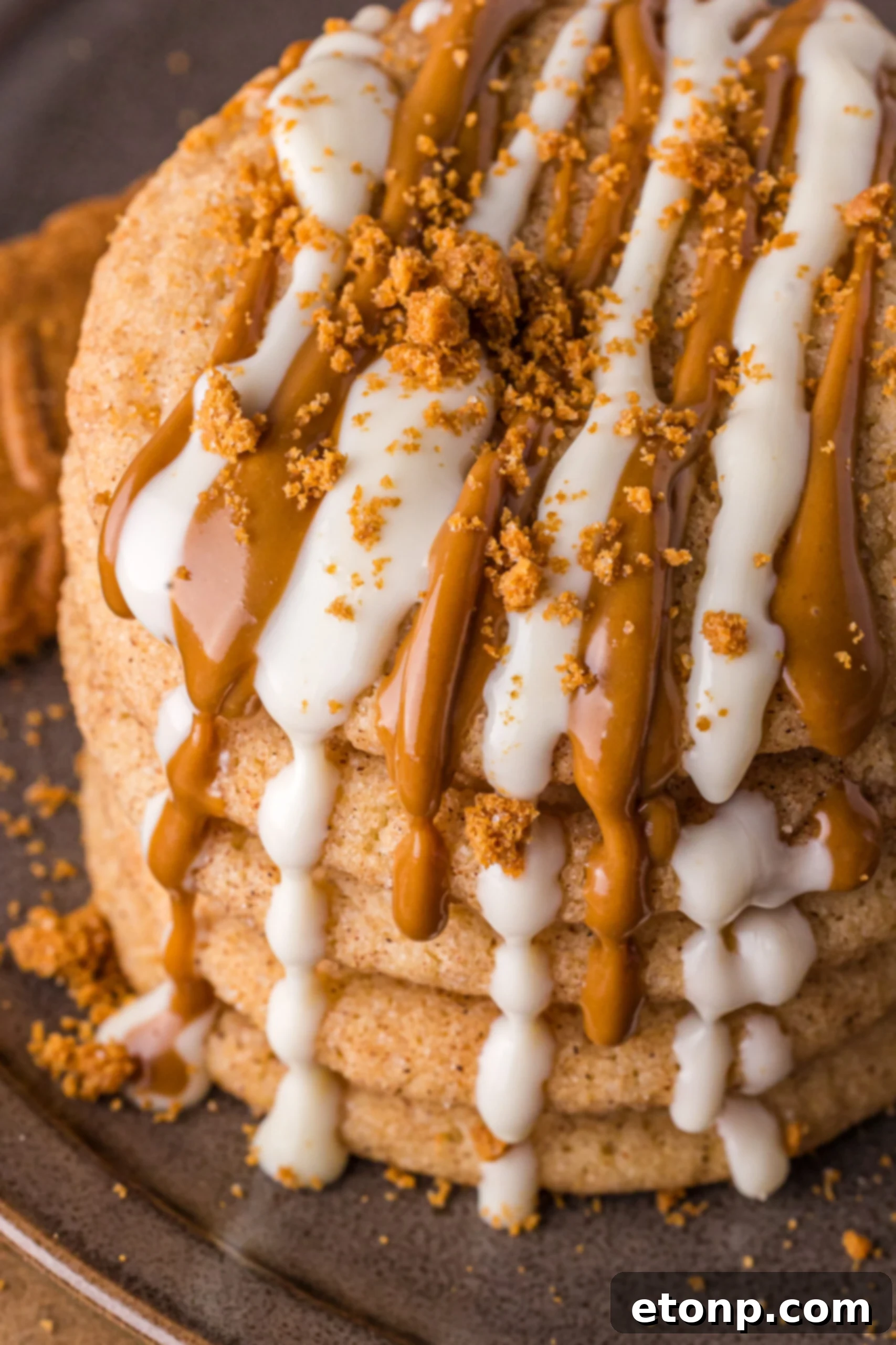 Biscoff Bliss: Soft-Baked Cinnamon Butter Cookies 32 Stacked Biscoff Snickerdoodle Cookies