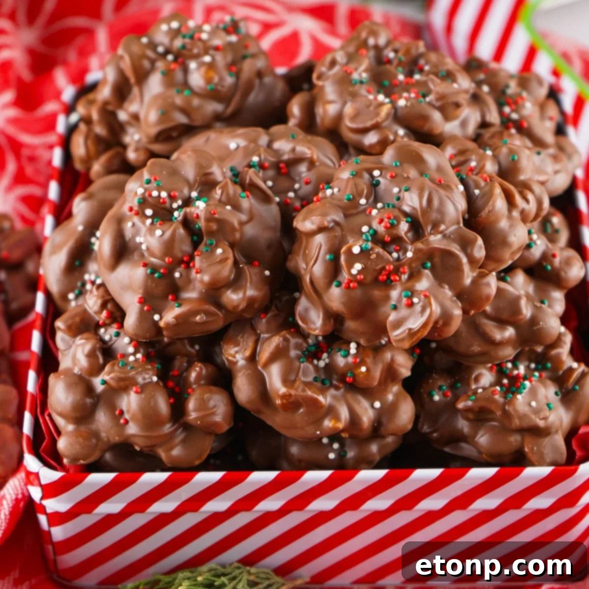 Slow Cooker Holiday Fudge: 4-Ingredient Magic 3 Crockpot Christmas Candy in a red tin