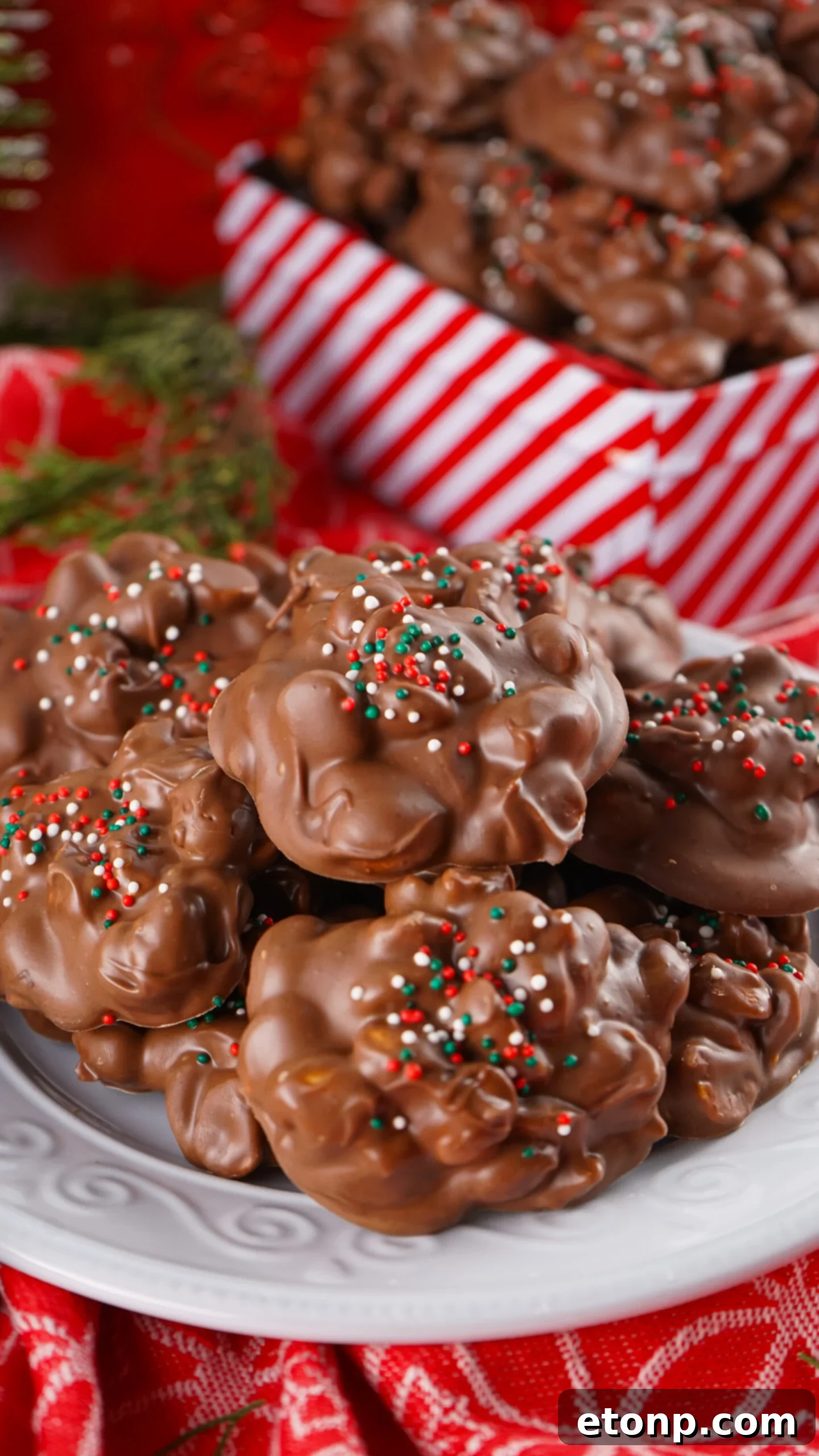 Slow Cooker Holiday Fudge: 4-Ingredient Magic 23 white plate filled with Crockpot Christmas Candy
