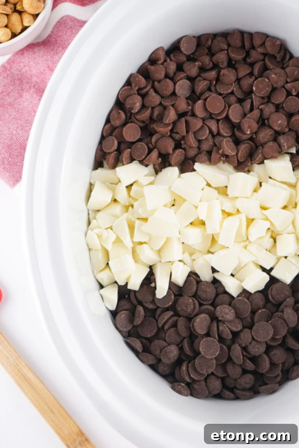 Slow Cooker Holiday Fudge: 4-Ingredient Magic 7 Three kinds of chocolate in a crockpot