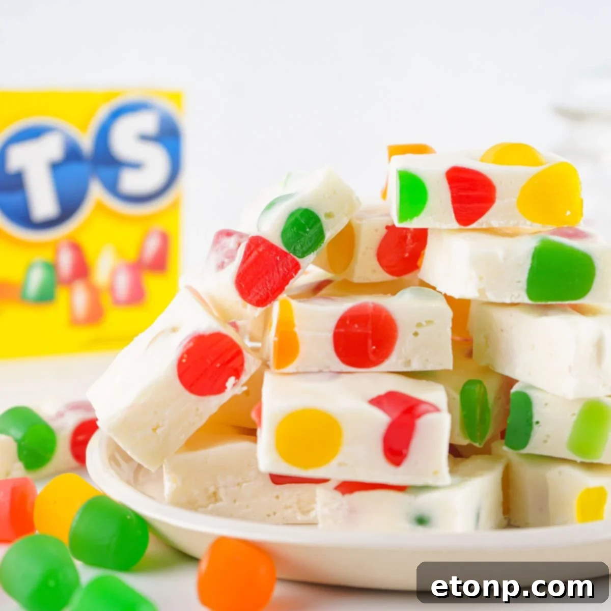 Holiday Gumdrop Nougat: A Nostalgic Christmas Treat 2 Christmas Gumdrop Nougat Candy on a plate surrounded by gumdrops