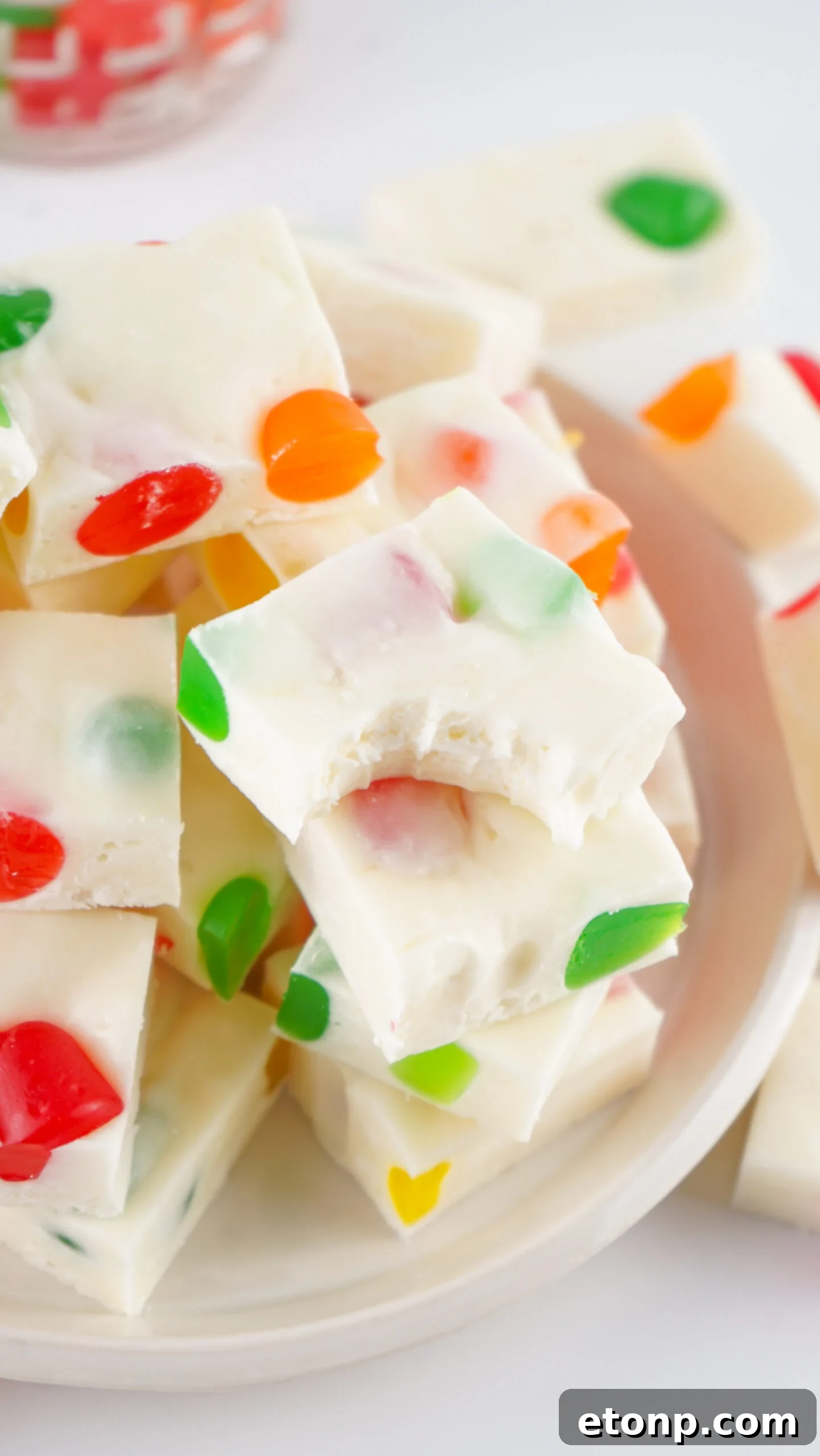 Holiday Gumdrop Nougat: A Nostalgic Christmas Treat 18 Christmas Gumdrop Nougat Candy on a stacked plate