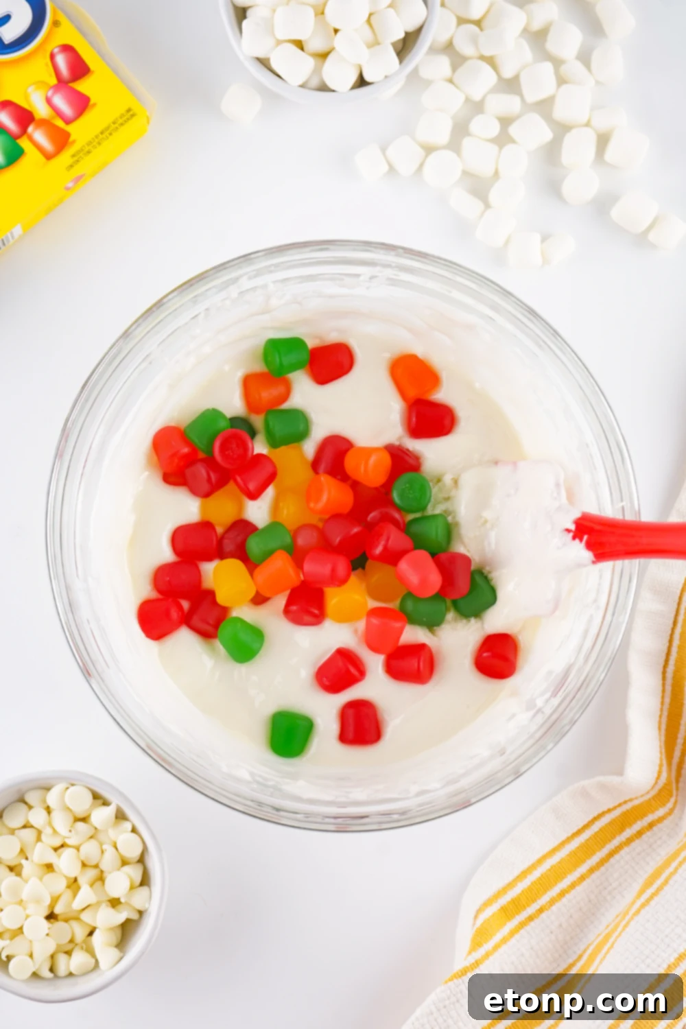 Holiday Gumdrop Nougat: A Nostalgic Christmas Treat 7 Gumdrops folding into the marshmallow nougats