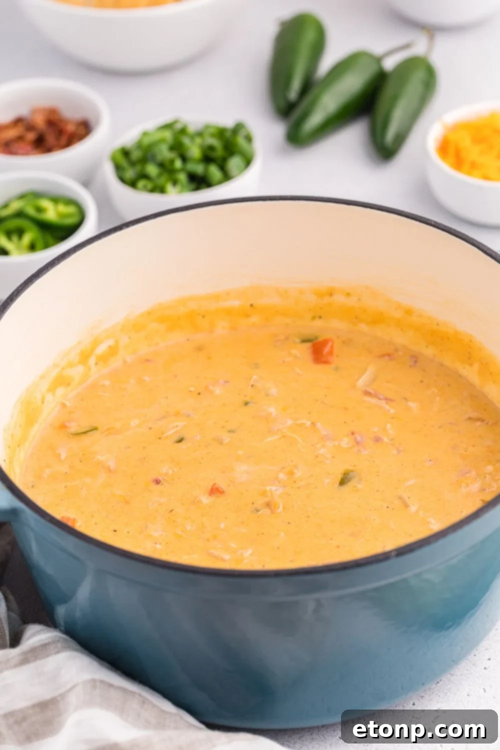 Jalapeño popper crack chicken soup an other ingredients all around the table