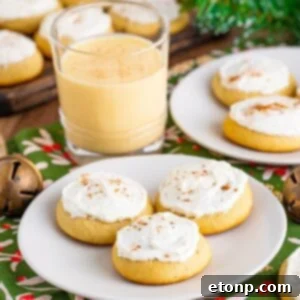 Soft Frosted Eggnog Cookies (Bakery Style Holiday Cookies) Delectable Holiday Eggnog Delights 25 Soft Frosted Eggnog Cookies on plates