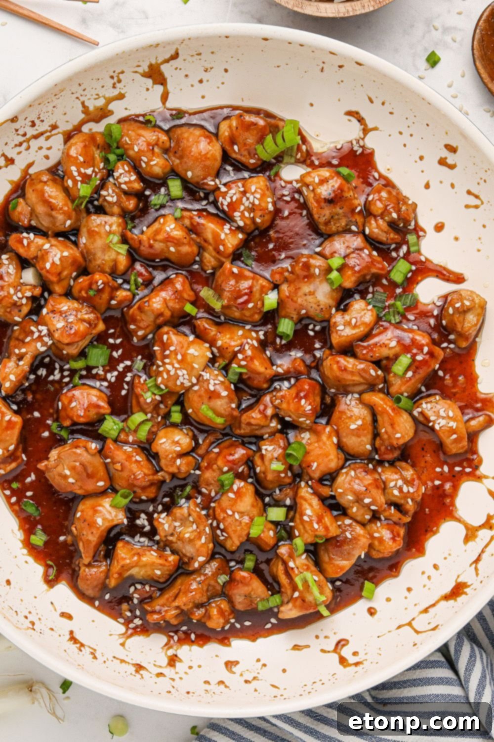 Bourbon Chicken in a skillet