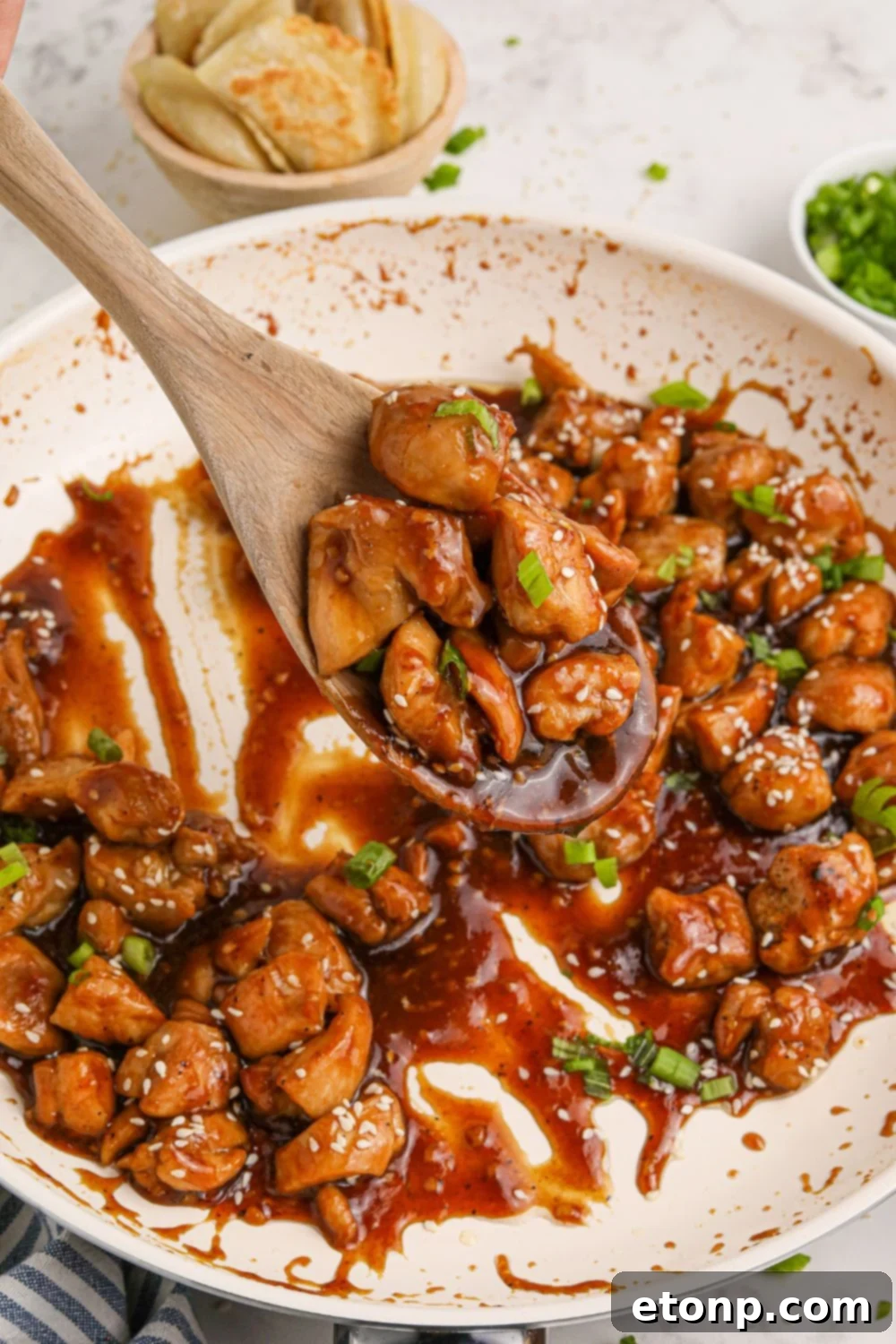 Bourbon Chicken in a skillet
